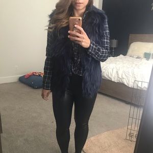 Blue faux fur vest